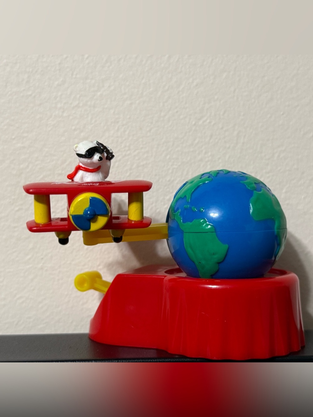 2000 Coca-Cola Polar Bear Airplane Globe Wind-Up Burger King Toy